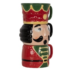 Clayre & Eef Mug Nutcracker 450 ml/ 2x500 ml Red Ceramic