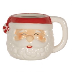 Clayre & Eef Mok Kerstman 450 ml Wit Rood Keramiek