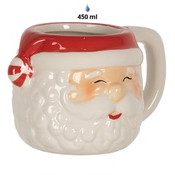 Clayre & Eef Tazza Babbo Natale  450 ml Bianco Rosso  Ceramica