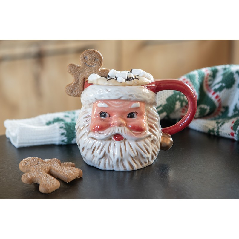 Clayre & Eef Mug Santa Claus 450 ml Red Ceramic