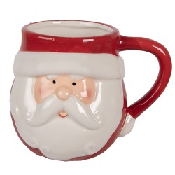 Clayre & Eef Tazza Babbo Natale  370 ml Rosso Bianco  Ceramica