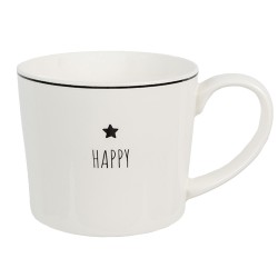 Clayre & Eef Mug 275 ml Blanc Céramique Étoile Happy