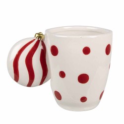 Clayre & Eef Mug 350 ml White Red Ceramic