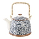 Clayre & Eef Teapot with Infuser 700 ml Blue Ceramic Round Flowers