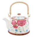 Clayre & Eef Teapot with Infuser 700 ml Beige Pink Ceramic Round Flowers