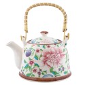 Clayre & Eef Teapot with Infuser 700 ml Beige Pink Ceramic Round Flowers