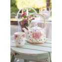 Clayre & Eef Teapot with Infuser 700 ml Beige Pink Ceramic Round Flowers