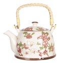 Clayre & Eef Teapot with Infuser 800 ml Beige Pink Porcelain Round Flowers