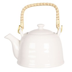 Clayre & Eef Théière avec filtre 600 ml Blanc Porcelaine Rond