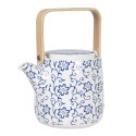 Clayre & Eef Teapot 800 ml Blue White Porcelain Round Flowers