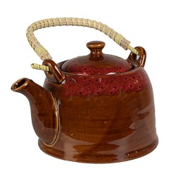 Clayre & Eef Teapot with Infuser 750 ml Brown Red Ceramic