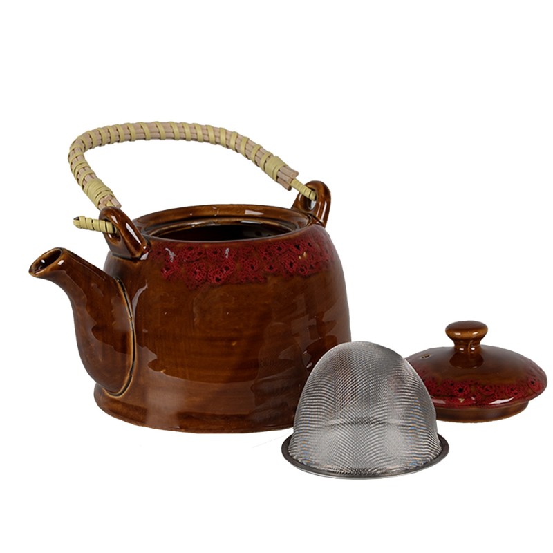 Clayre & Eef Teapot with Infuser 750 ml Brown Red Ceramic