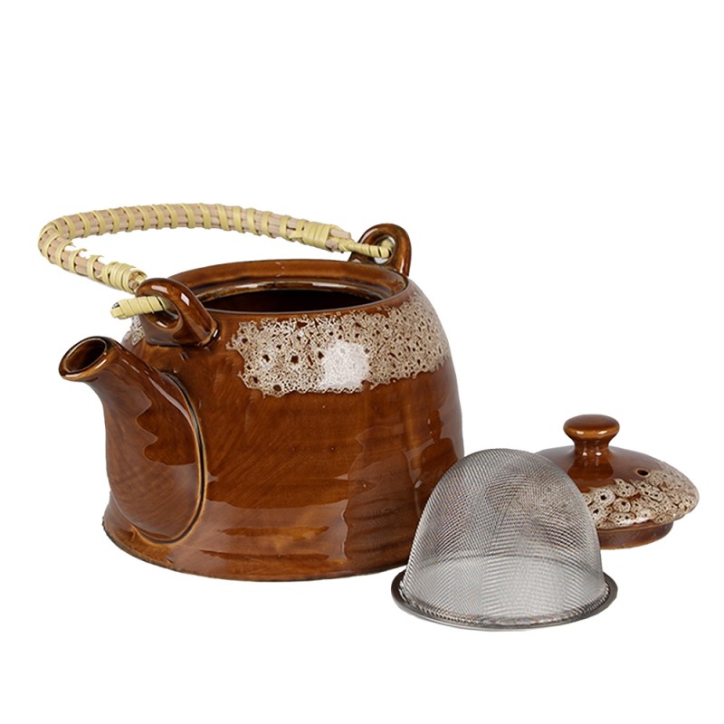 Clayre & Eef Teapot with Infuser 750 ml Brown Green Ceramic