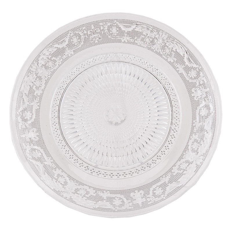 Clayre & Eef Assiette de dîner Ø 23 cm Verre Rond