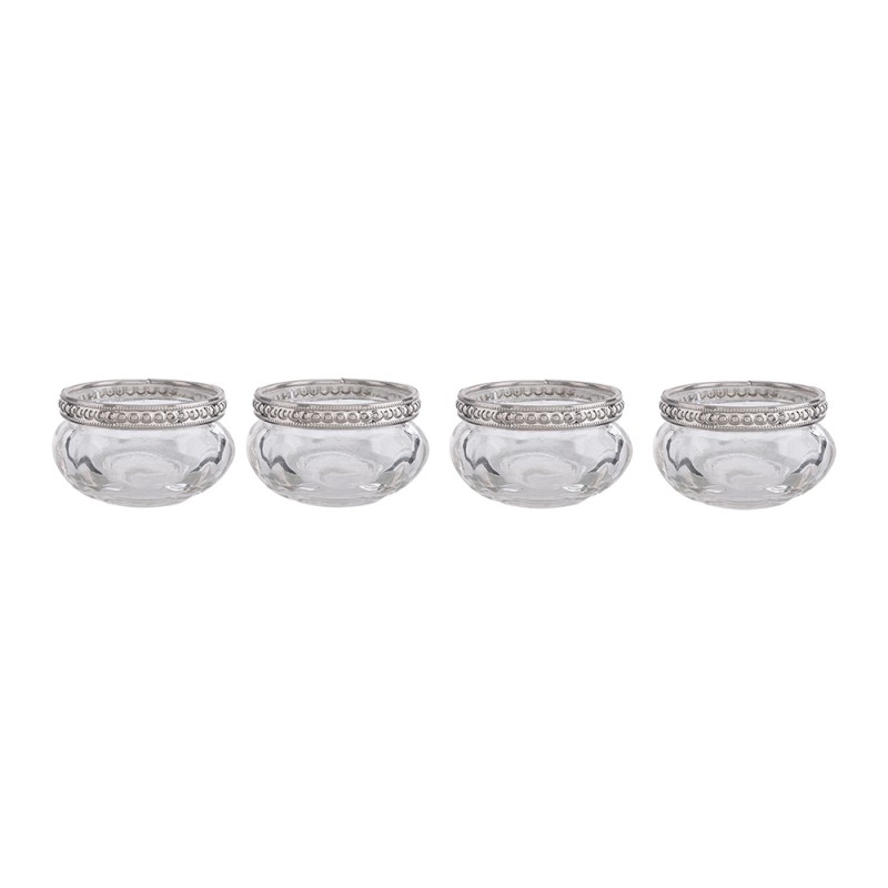 Clayre & Eef Tealight Holder Set of 4 Ø 6x3 cm Glass Metal