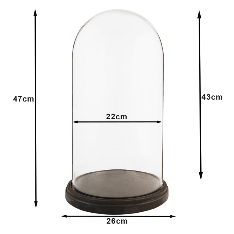 Clayre & Eef Glocke Ø 26x47 cm Schwarz Holz Glas Rund