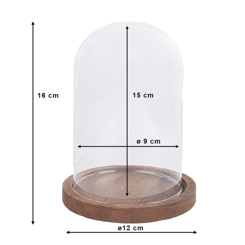 Clayre & Eef Campana Ø 12x16 cm Trasparente Vetro Legno