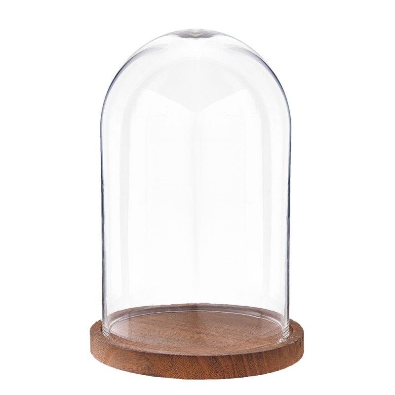 Clayre & Eef Cloche Ø 17x25 cm Transparent Glass Wood