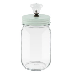 Clayre & Eef Pot de stockage 350 ml Transparent Fer Verre Rond