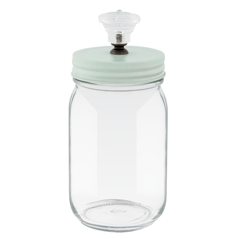 Clayre & Eef Voorraadpot  350 ml Transparant Ijzer Glas Rond