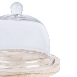 Clayre & Eef Glocke Ø 23x17 cm Transparant Glas Holz