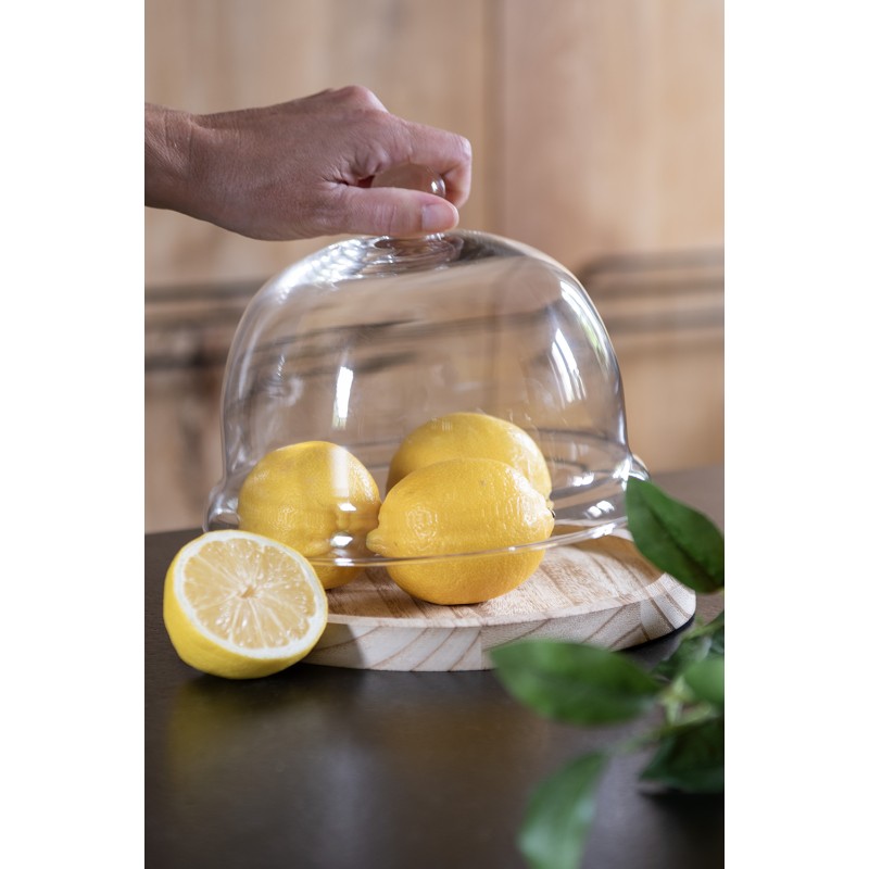 Clayre & Eef Cloche Ø 23x17 cm Transparent Verre Bois