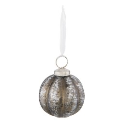 Clayre & Eef Kerstbal  Ø 7 cm Zilverkleurig Glas Rond