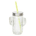 Clayre & Eef Drinkbeker met rietje  350 ml Glas Rond Cactus