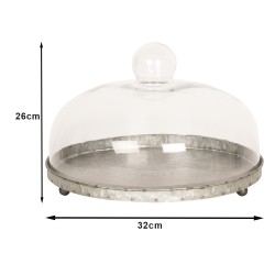 Clayre & Eef Cloche Ø 20x27 cm Gris Verre Rond