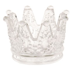 Clayre & Eef Tealight Holder Crown Ø 8x5 cm Glass