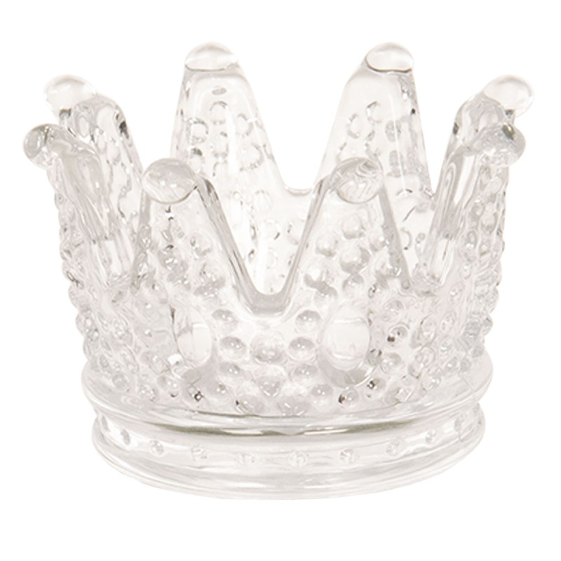 Clayre & Eef Porte-bougie Couronne Ø 8x5 cm Verre