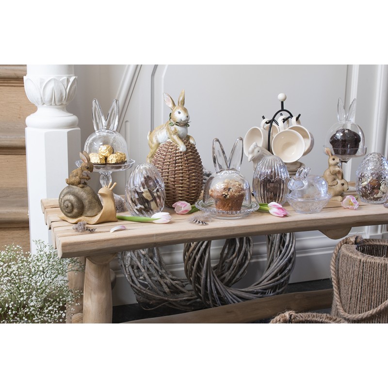 Clayre & Eef Pot en verre 12x8x9 cm Verre Ovale Lapin