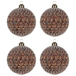 Clayre & Eef Christmas Bauble Set of 4 Ø 10 cm Red Glass Round