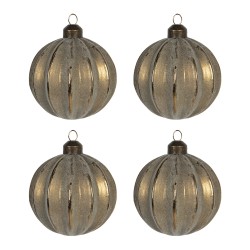 Clayre & Eef Kerstbal Set van 4  Ø 8 cm Wit Glas Rond