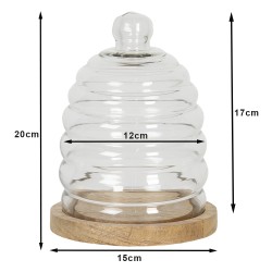 Clayre & Eef Cloche Ø 15x20 cm Bois Verre Rond