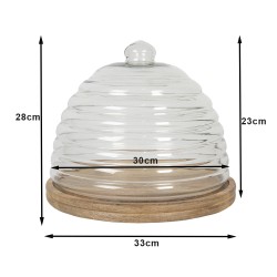 Clayre & Eef Cloche Ø 33x28 cm Bois Verre Rond