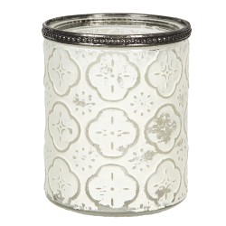 Clayre & Eef Porte-bougie Ø 9x11 cm Blanc Verre Rond