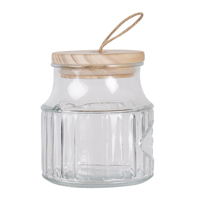 Clayre & Eef Pot de stockage Ø 12x13 cm Verre Rond