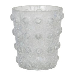 Clayre & Eef Portacandela Ø 8x8 cm Bianco Vetro Rotondo