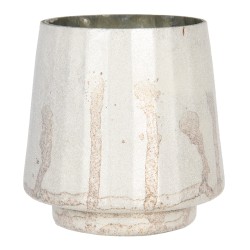 Clayre & Eef Porte-bougie Ø 13x13 cm Beige Verre Rond