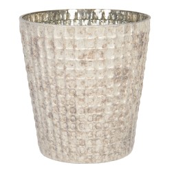 Clayre & Eef Porte-bougie Ø 13x14 cm Beige Verre Rond