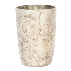 Clayre & Eef Theelichthouder  Ø 6x9 cm Beige Glas Rond