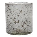 Clayre & Eef Theelichthouder  Ø 10x12 cm Grijs Glas Rond