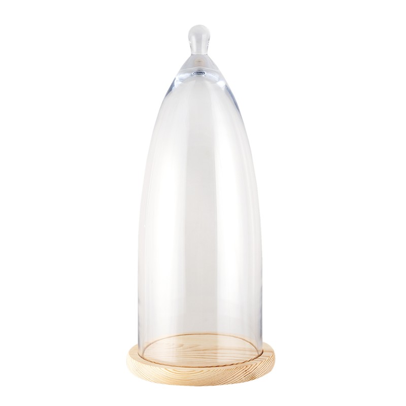 Clayre & Eef Cloche Ø 24x56 cm Bois Verre Rond