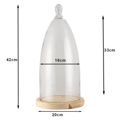 Clayre & Eef Cloche Ø 19x41 cm Wood Glass Round