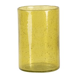 Clayre & Eef Porte-bougie Ø 10x15 cm Jaune Verre Rond