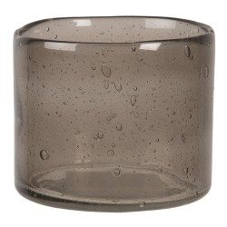 Clayre & Eef Portacandela Ø 10x8 cm Grigio Vetro Rotondo