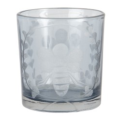 Clayre & Eef Porte-bougie Ø 7x8 cm Gris Verre Rond Abeille