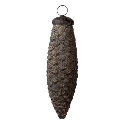 Clayre & Eef Christmas Bauble Pinecone Ø 7 cm Grey Glass