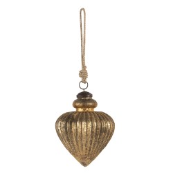 Clayre & Eef Christmas Bauble Ø 10 cm Gold colored Glass